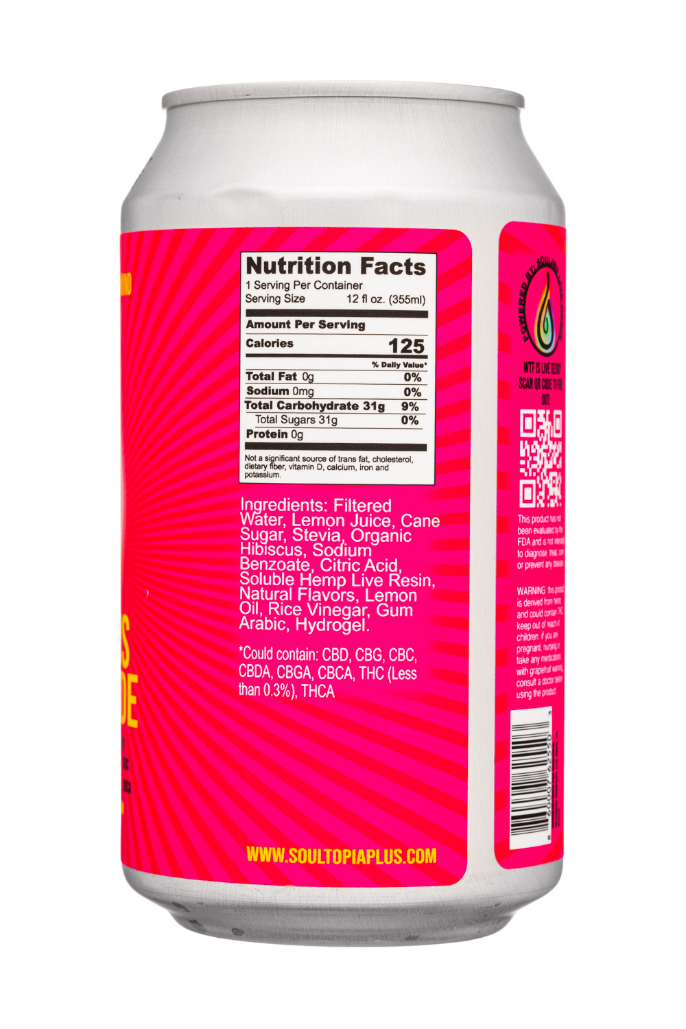 Soultopia Plus: Soultopia-12oz-2022-HempResin-HibiscusLemonade-Facts