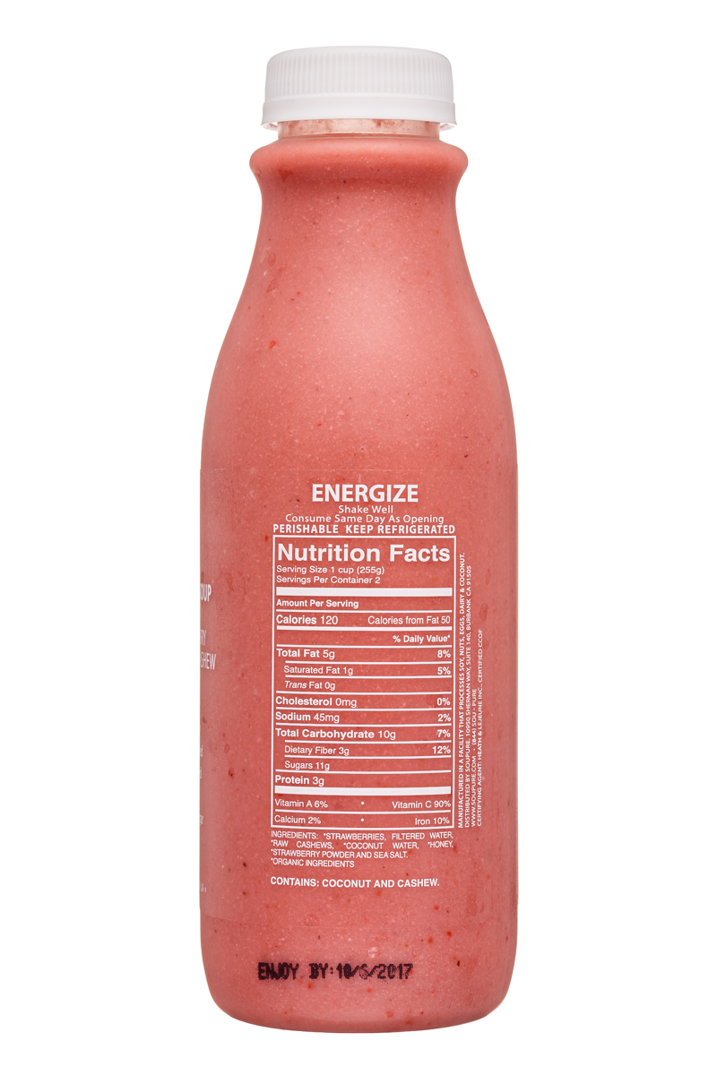 Soupure: Soupure-16oz-StrawberryCashew-Energize-Facts