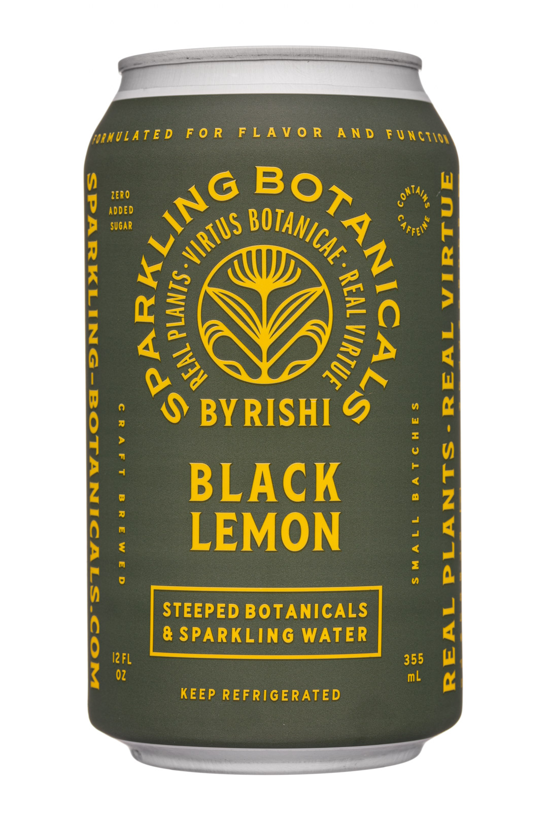 Rishi Tea & Botanicals: Rishi-12oz-2020-SparklingBotanicals-BlackLemon-Front