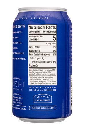 Rishi Tea & Botanicals: SparklingBotanicals-12oz-2023-BotanicalTea-BlueTeaJasmine-Facts