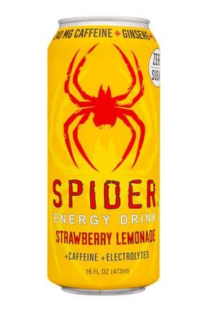 Spider Energy: SpiderEnergy-16oz-2023-EnergyDrink-StrawbLemonade-Front