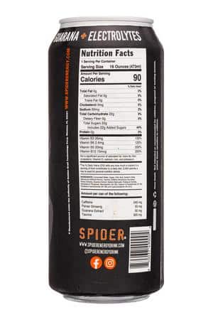 Spider Energy: SpiderEnergy-16oz-2023-EnergyDrink-OGCitrusBite-Facts