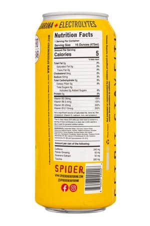 Spider Energy: SpiderEnergy-16oz-2023-EnergyDrink-StrawbLemonade-Facts