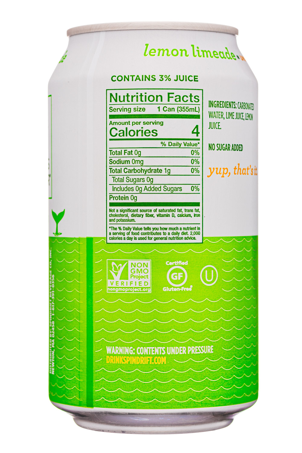 Spindrift: Spindrift-12oz-2021-SparklingWaterFruit-UnsweetLemonade-LemonLimeade-Facts