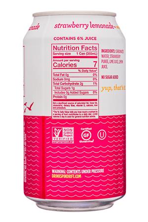 Spindrift: Spindrift-12oz-2021-SparklingWaterFruit-UnsweetLemonade-StrawbLemonade-Facts
