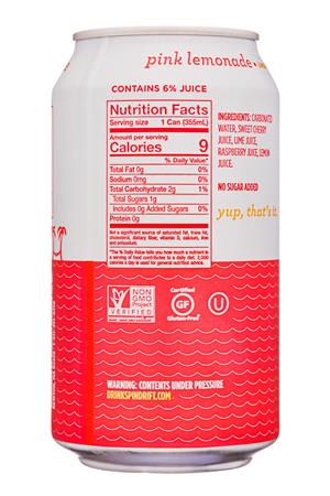 Spindrift: Spindrift-12oz-2021-SparklingWaterFruit-UnsweetLemonade-PinkLemonade-Facts