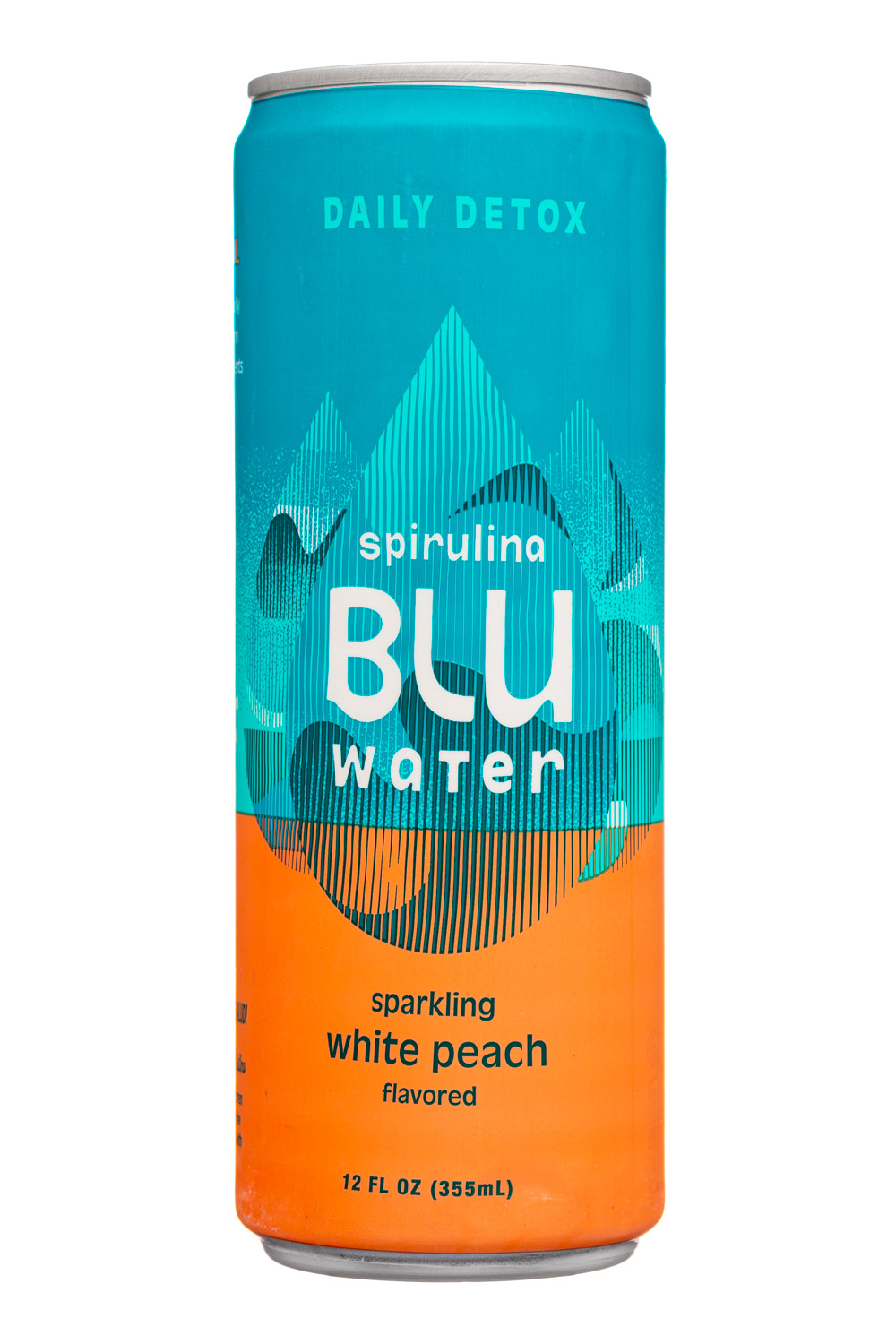 Spirulina Blu Water: BluWater-12oz-2024-Sparkling-WhichPeach-Front