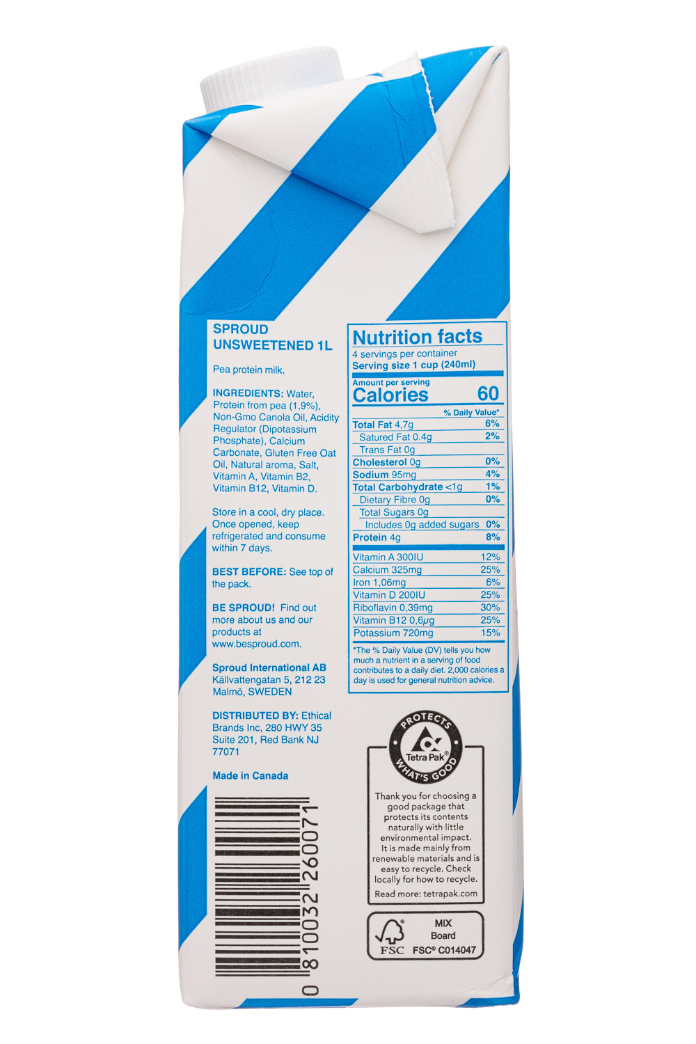Sproud: Sproud-34oz-2020-PBMilk-Unsweet-Facts