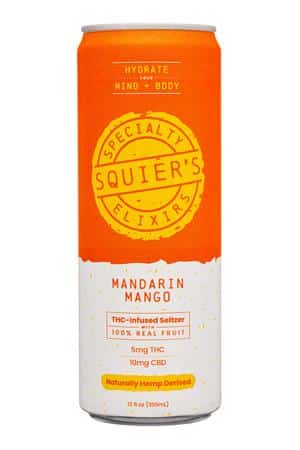 Squier's Specialty Elixirs: Squiers-12oz-2025-THCSeltzer-MandarinMango