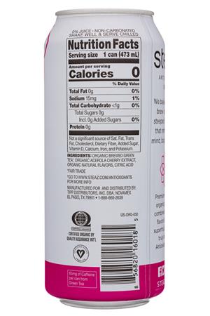 Steaz Antioxidant Brew: Steaz-16oz-2021-GreenTea-Unsweetpassion-Facts