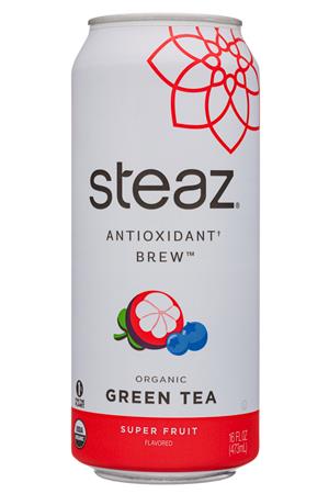 Steaz Antioxidant Brew: Steaz-16oz-2021-GreenTea-SuperFruit-Front