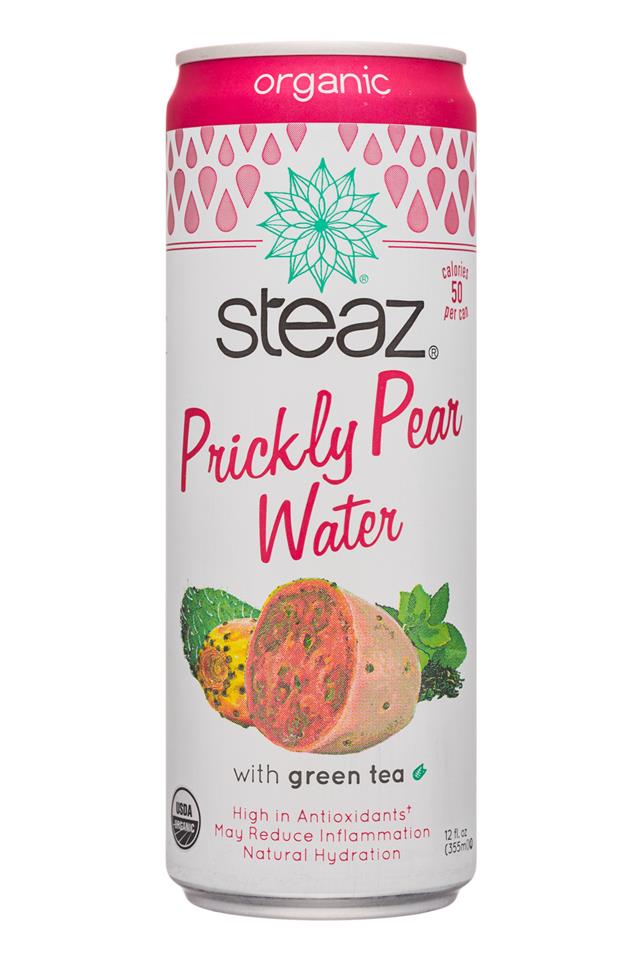 Steaz Prickly Pear: Steaz-12oz-PricklyPearWater-GreenTea-Front