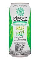 Steaz Organic Iced Teaz: Steaz-16oz-IcedGreenTea-HalfHalf-Front
