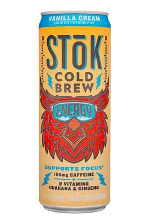 StoK Cold-Brew Iced Coffee: Stok-11oz-2024-ColdBrew-Energy-VanillaCream-Front