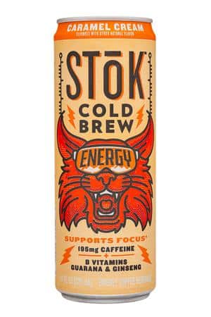 StoK Cold-Brew Iced Coffee: Stok-11oz-2024-ColdBrew-Energy-CaramelCream-Front