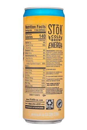 StoK Cold-Brew Iced Coffee: Stok-11oz-2024-ColdBrew-Energy-VanillaCream-Facts