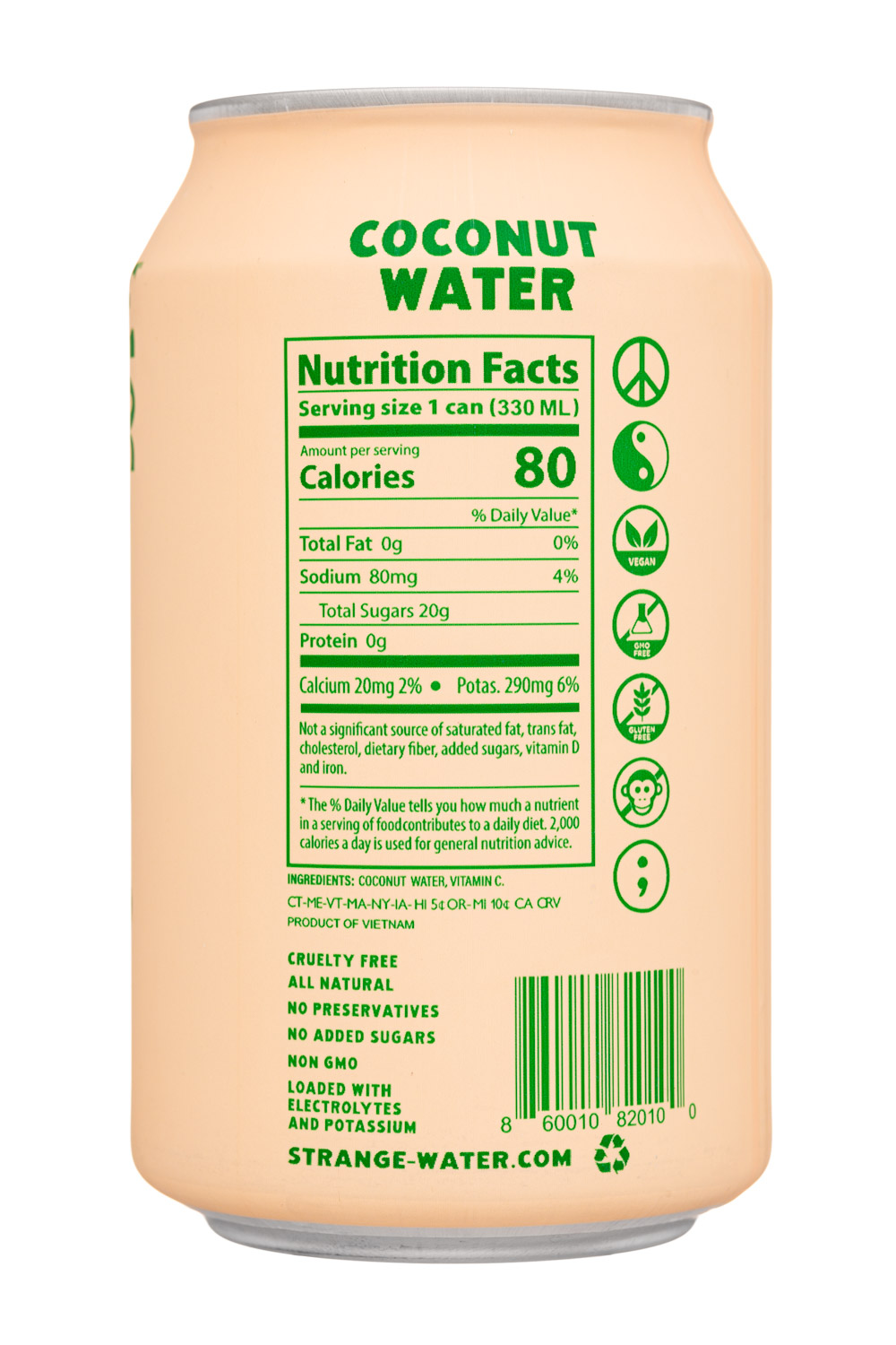 Strange Water: StrangeWater-12oz-2024-CoconutWater-Still-Facts