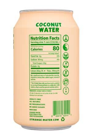 Strange Water: StrangeWater-12oz-2024-CoconutWater-Still-Facts