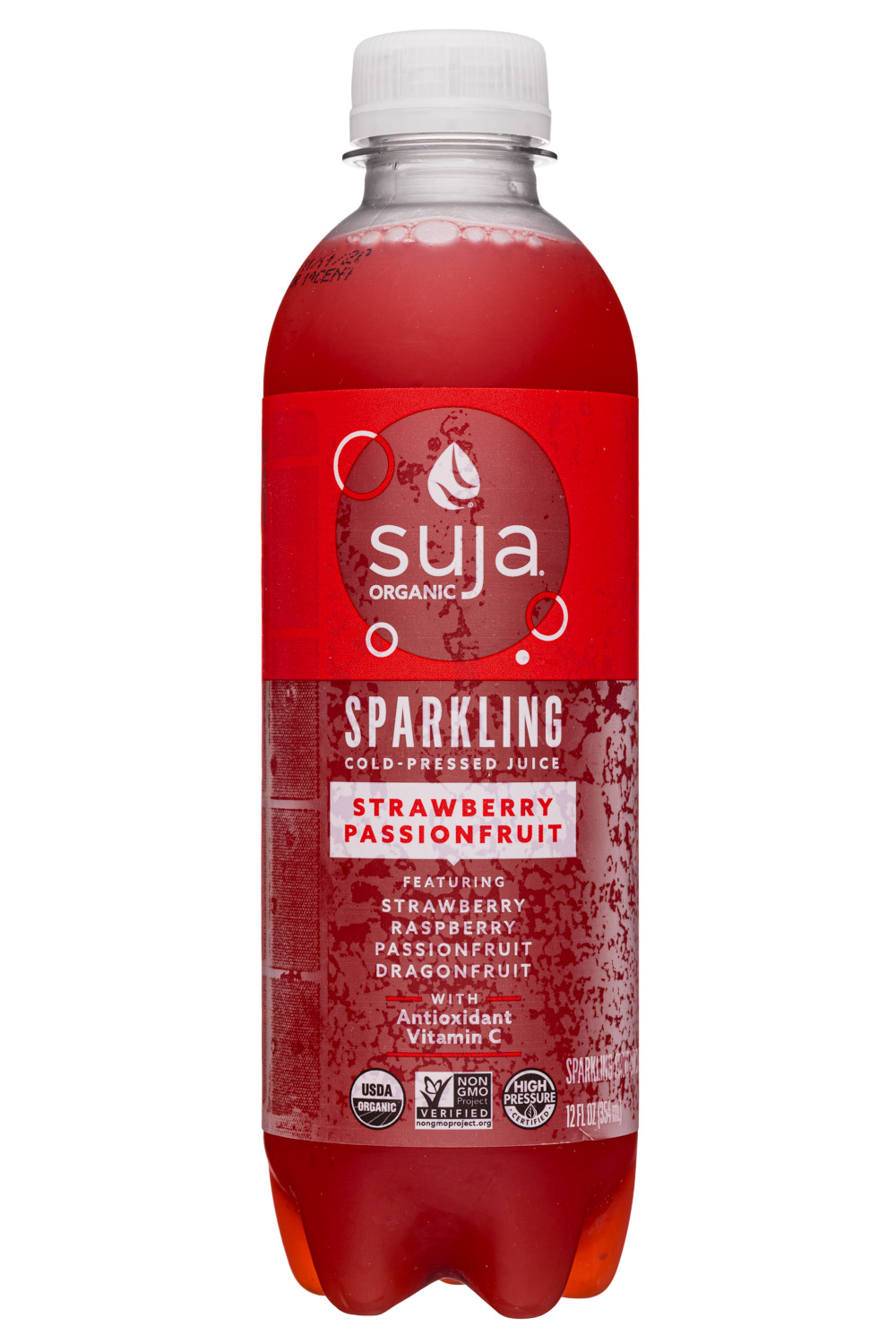 Suja Organic Elevated Nutrients: Suja-12oz-2020-SparklingJuice-StrawbPassion-Front