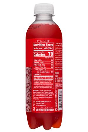 Suja Organic Elevated Nutrients: Suja-12oz-2020-SparklingJuice-StrawbPassion-Facts