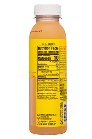 Suja Organic Elevated Nutrients: Suja-12oz-2020-ColdPressed-LemonLove-Facts