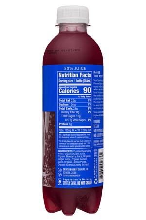 Suja Organic Elevated Nutrients: Suja-12oz-2020-SparklingJuice-BluebGing-Facts