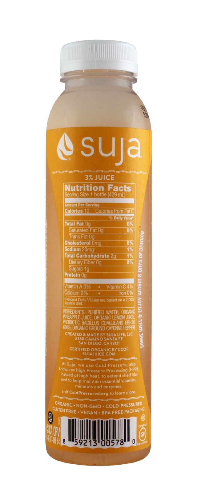 Suja Probiotic Water: Suja PineLemCay Facts