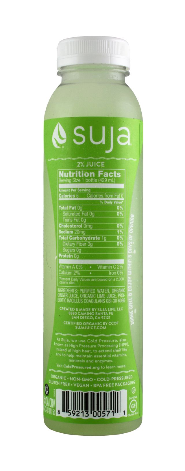 Suja Probiotic Water: Suja GingLime Facts