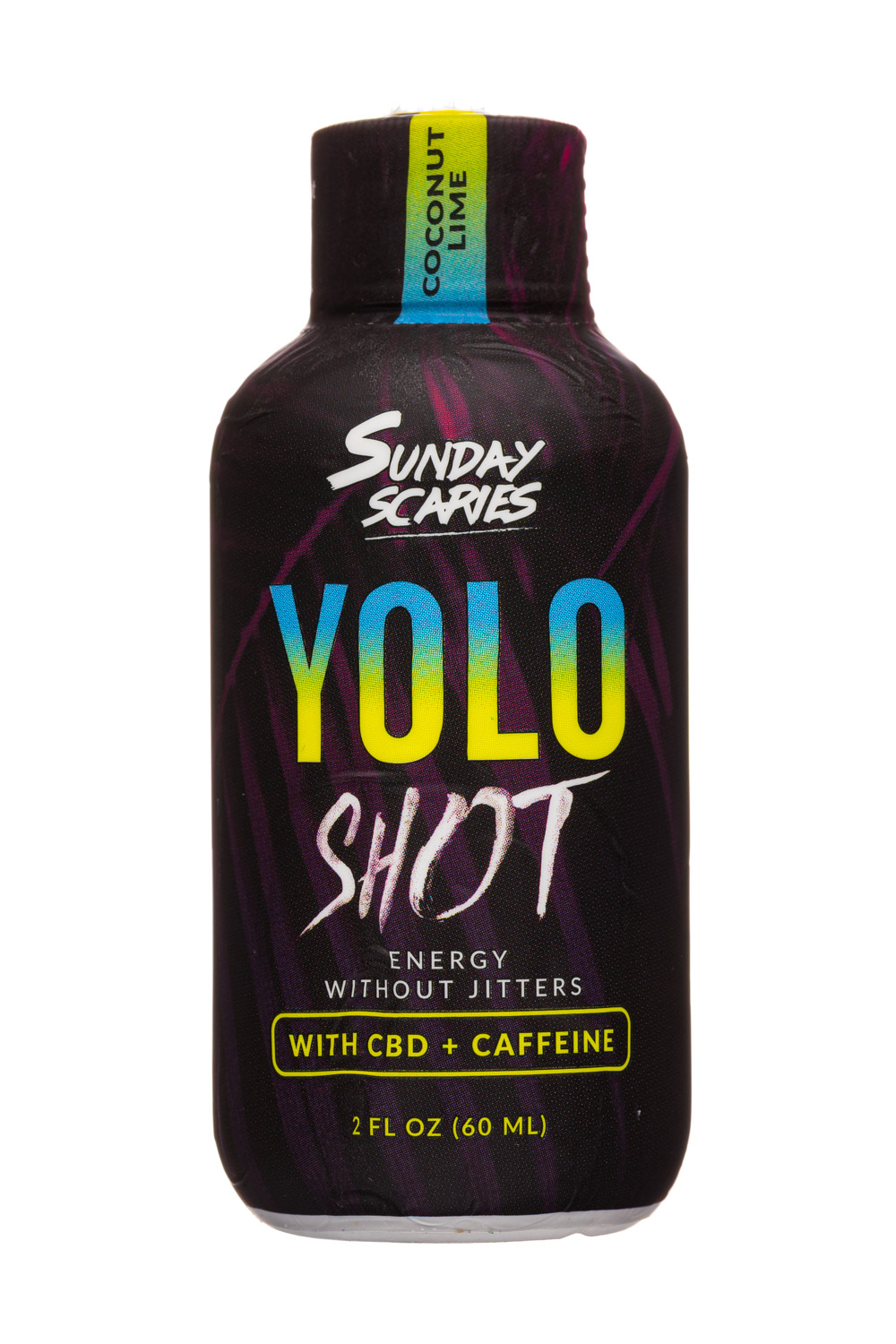 Sunday Scaries: SundayScaries-2oz-YOLO-CBDCaffeineShot-CoconutLime-Front