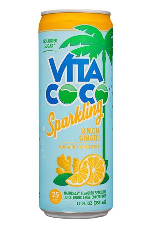 Super Sparkling by Vita Coca: VitaCoco-12oz-2021-Sparkling-LemonGinger-Front