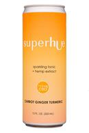 SuperhUe: Superhue-12oz-SparklingHempTonic-CarrotGingerTurmeric-Front