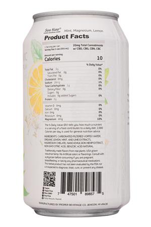 SUU KUU Hemp Tonics: SuuKuu-12oz-2020-HempTonic-MintMagLemon-Facts
