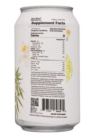 SUU KUU Hemp Tonics: SuuKuu-12oz-2020-HempTonic-CeleryLimeZinc-Facts