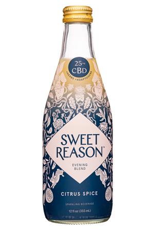 Sweet Reason: SweetReason-12oz-2022-CBDSparkling-CitrusSpice-Front