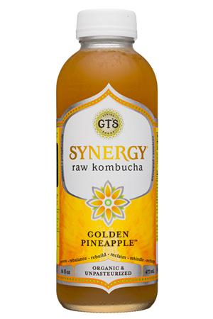 GT's Kombucha: GTs-16oz-2020-SynergyKombucha-GoldenPinapple-Front