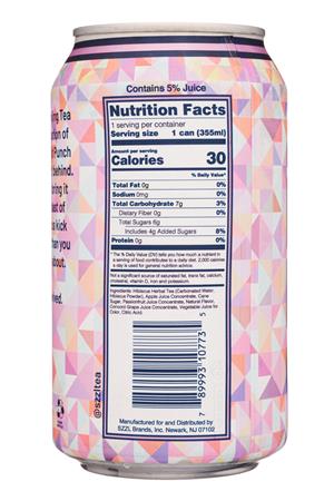 SZZL Sparkling Tea: SZZL-12oz-2021-DecafTea-CitrusPunch-Facts
