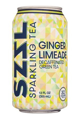 SZZL Sparkling Tea: SZZL-12oz-2021-DecafTea-GingerLimeade-Front