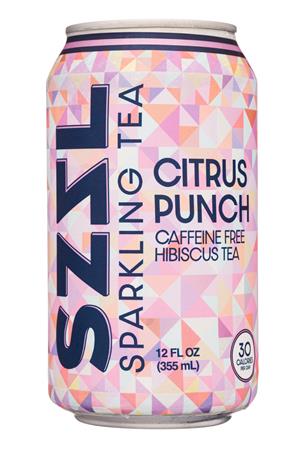SZZL Sparkling Tea: SZZL-12oz-2021-DecafTea-CitrusPunch-Front
