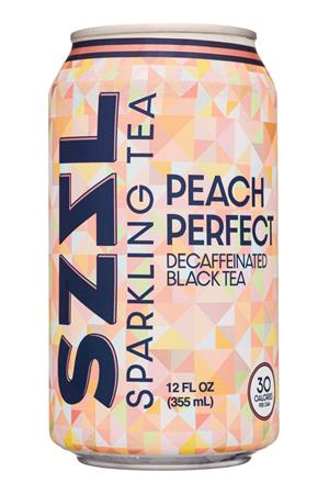 SZZL Sparkling Tea: SZZL-12oz-2021-DecafTea-PeachPerfect-Front