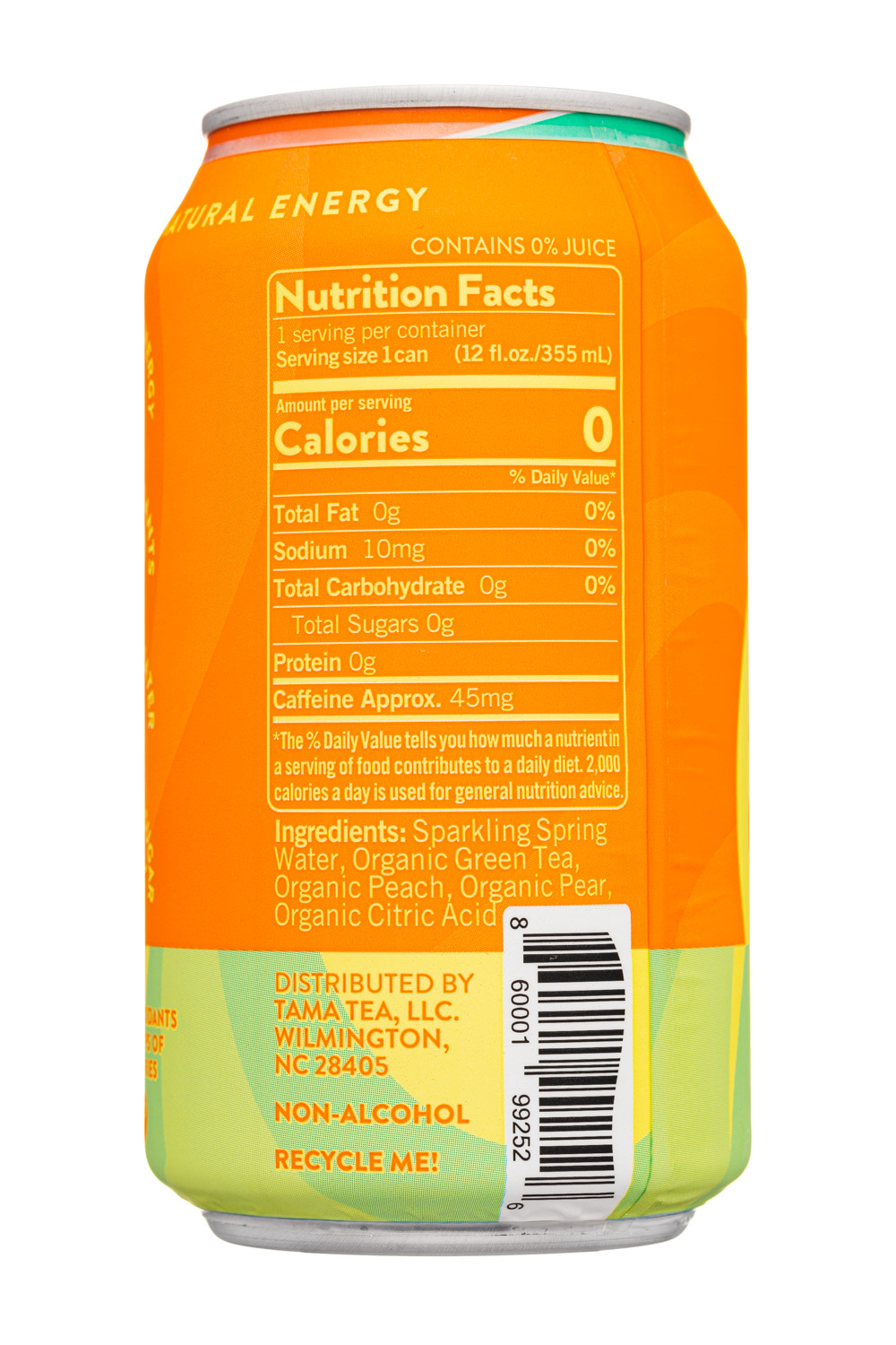 Tama Tea : TamaTea-12oz-2023-SparklingTea-PeachPear-Facts