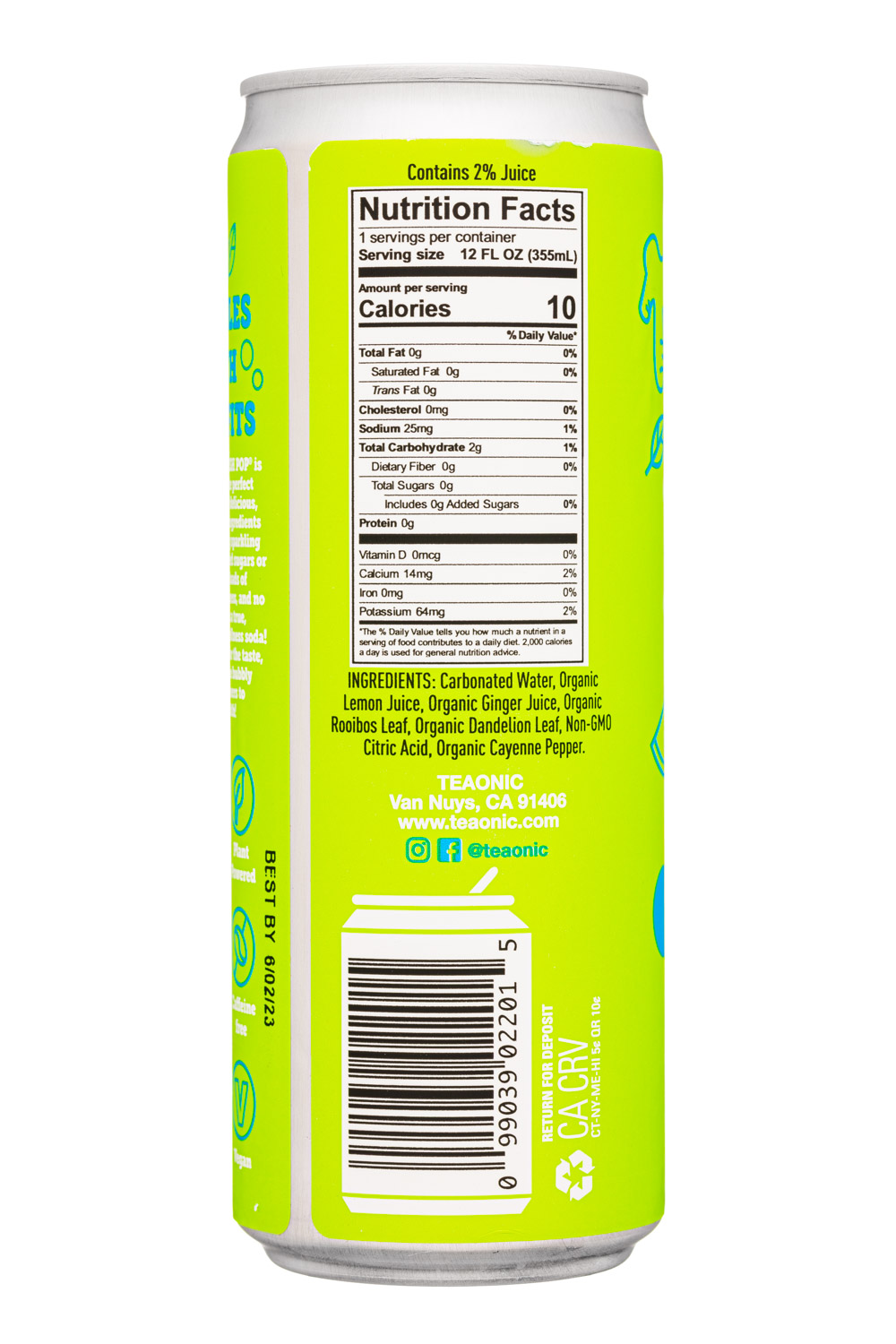 Teaonic: Teaonic-12oz-2022-FreshPop-Detox-Facts