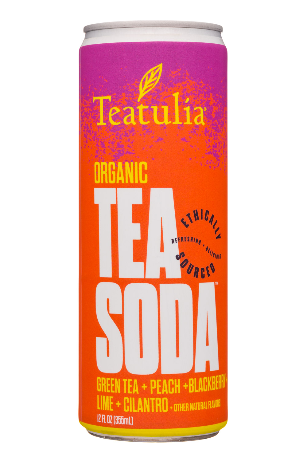 Teatulia: Teatulia-12oz-TeaSoda-GreenpeachCilantro-Front