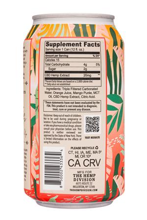 The Hemp Division: TheHempDivision-12oz-2020-SparklingElixer-OrangeMango-Facts