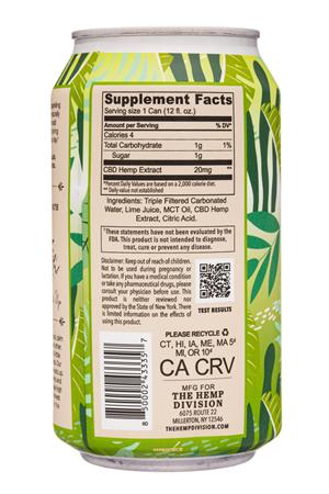 The Hemp Division: TheHempDivision-12oz-2020-SparklingElixer-TangyLime-Facts