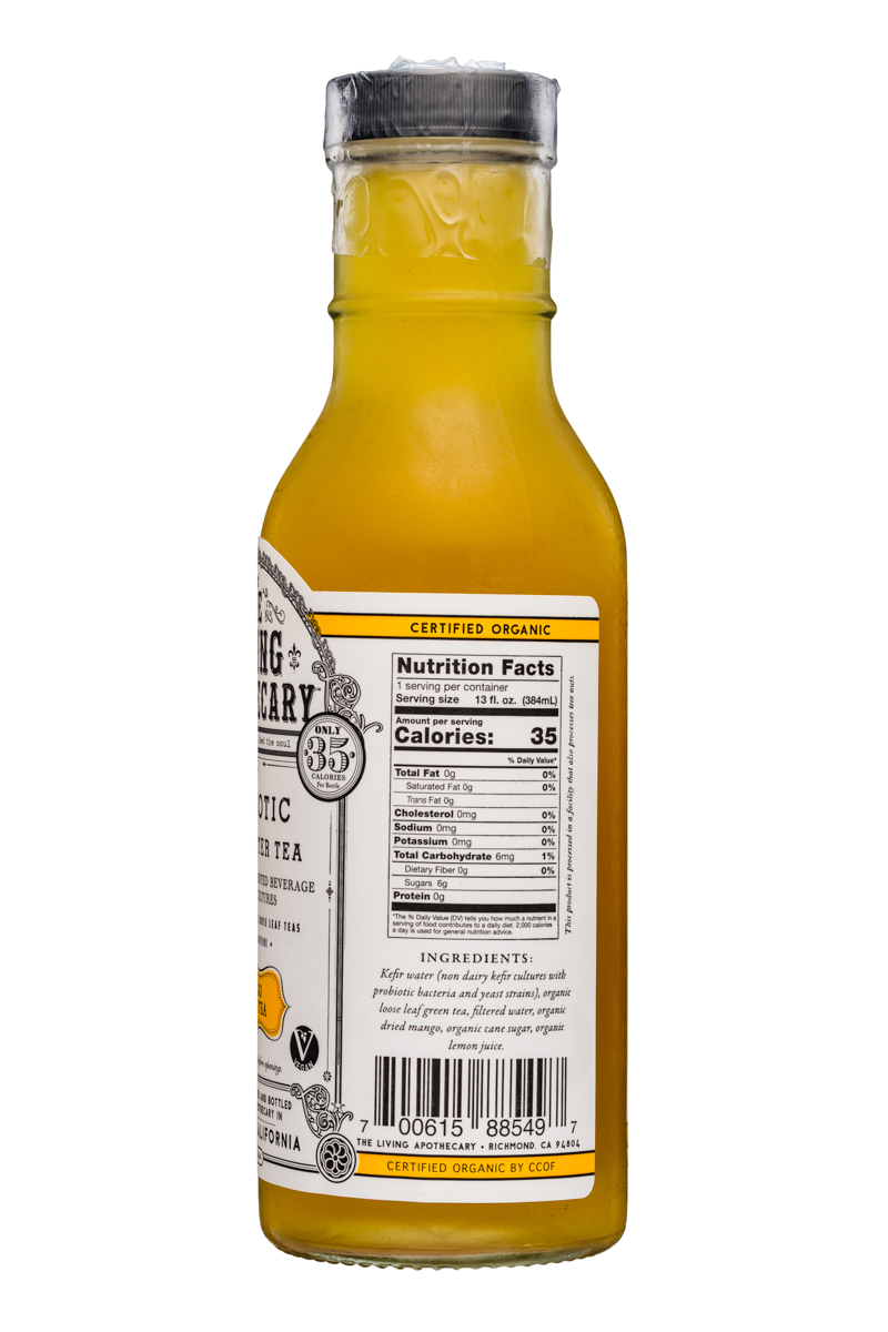 The Living Apothecary: TheLivingApothecary-13oz-ProbioticKefirWarerTea-MangoGreenTea-Facts