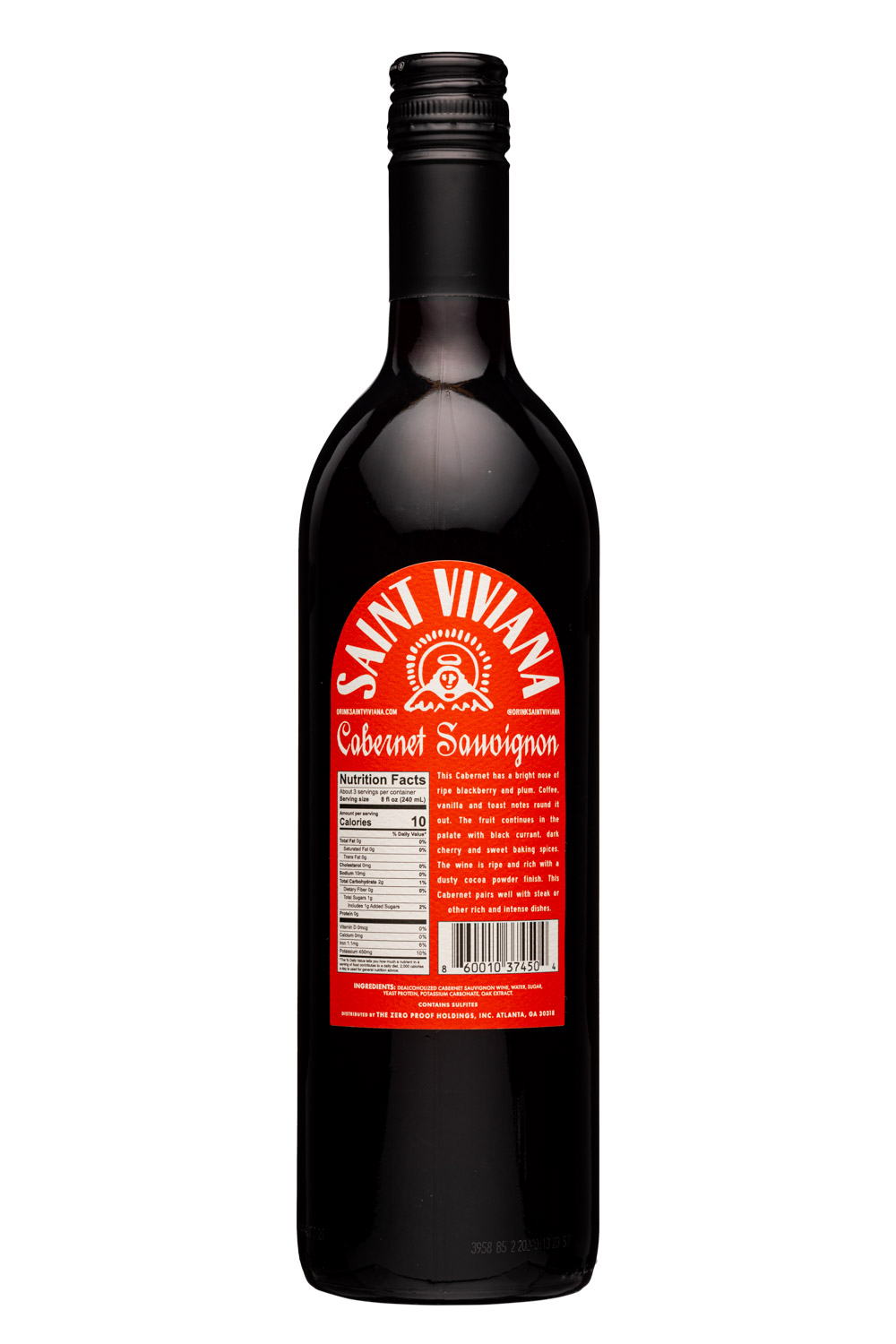 The Zero Proof: SaintViviana-750ml-2024-DeAlcWine-CabSauv-Facts