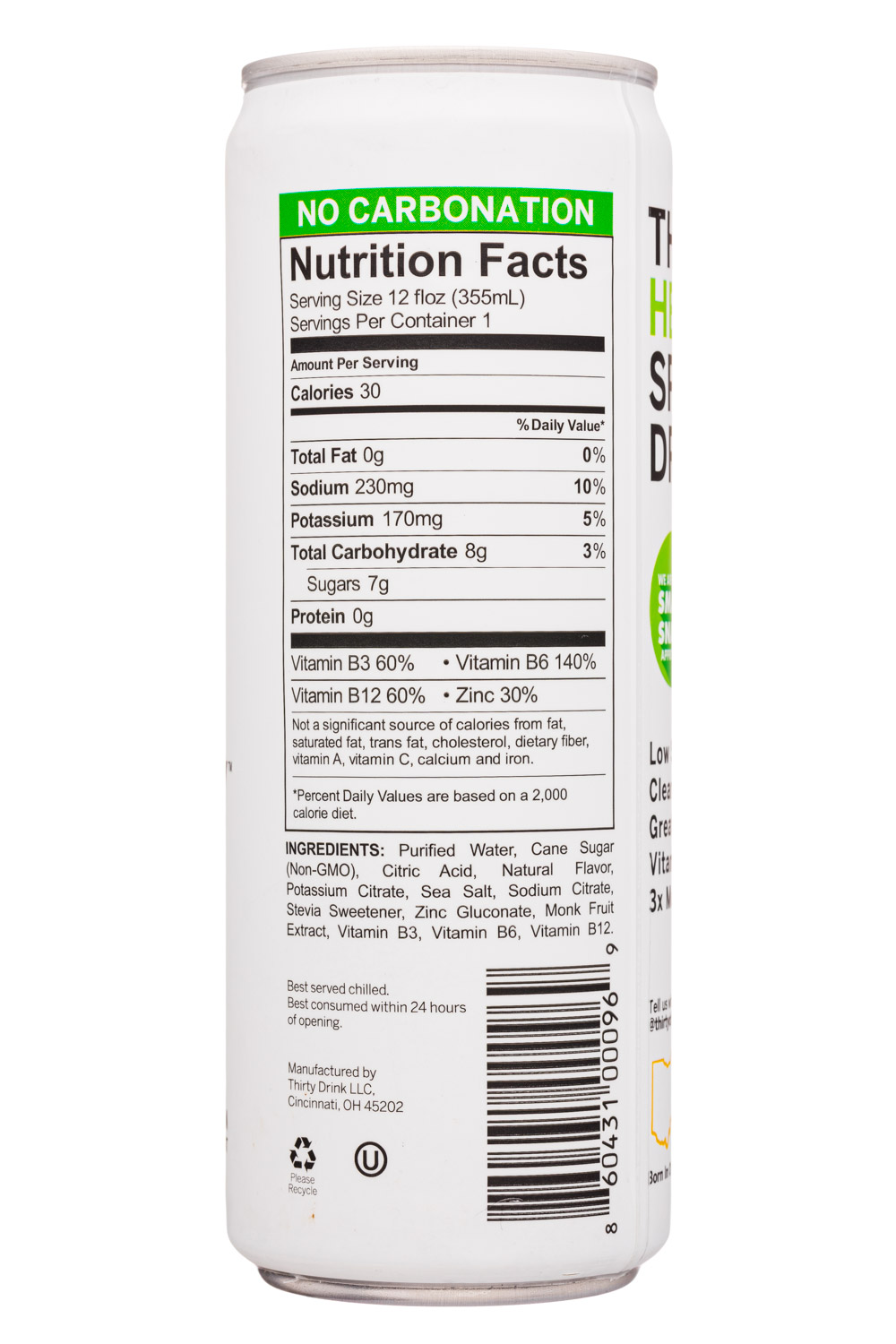 Thirty: Thirty-12oz-2020-SportsDrink-BlackLemonade-Facts