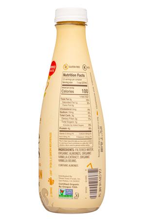 Three Trees Organics: ThreeTrees-28oz-2022-AlmondMilk-VanillaBean-Facts