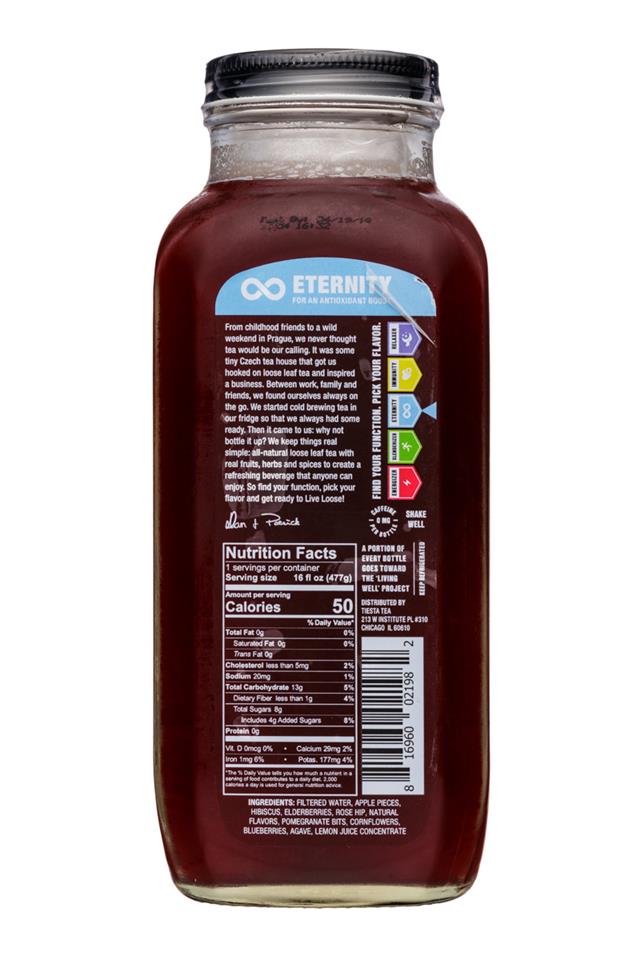 Tiesta Tea Cold Brew: TiestaTea-16oz-ColdBrew-BluebWildChild-Eternity-Facts