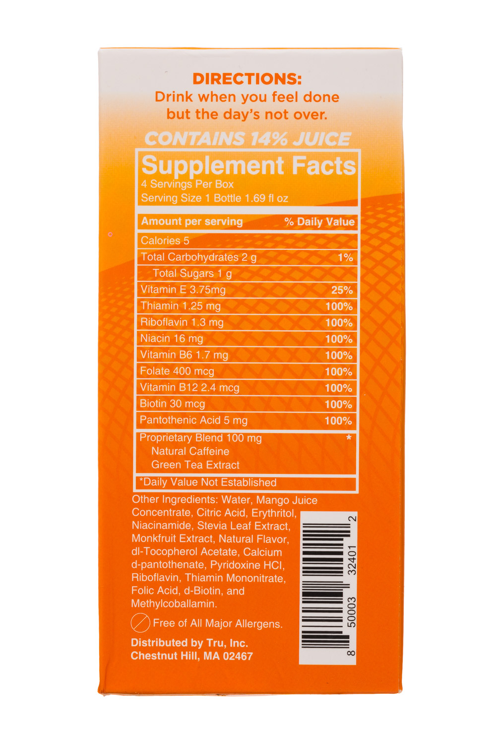 Tru: DrinkTru-4pk-ElectricMango-Facts